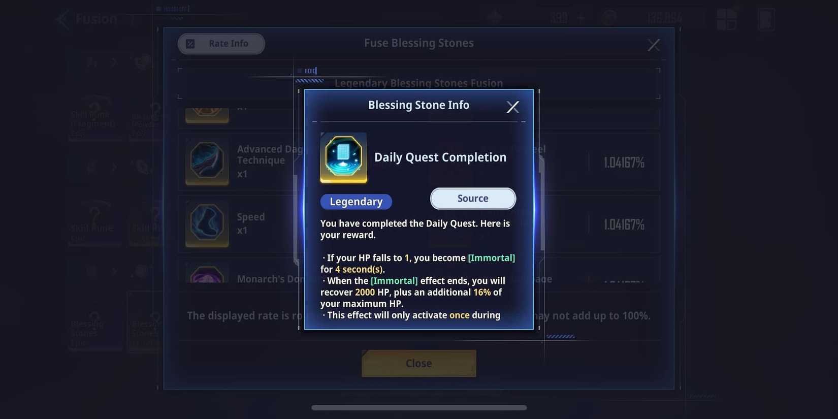  Legendary Blessing Stone In The Menu 