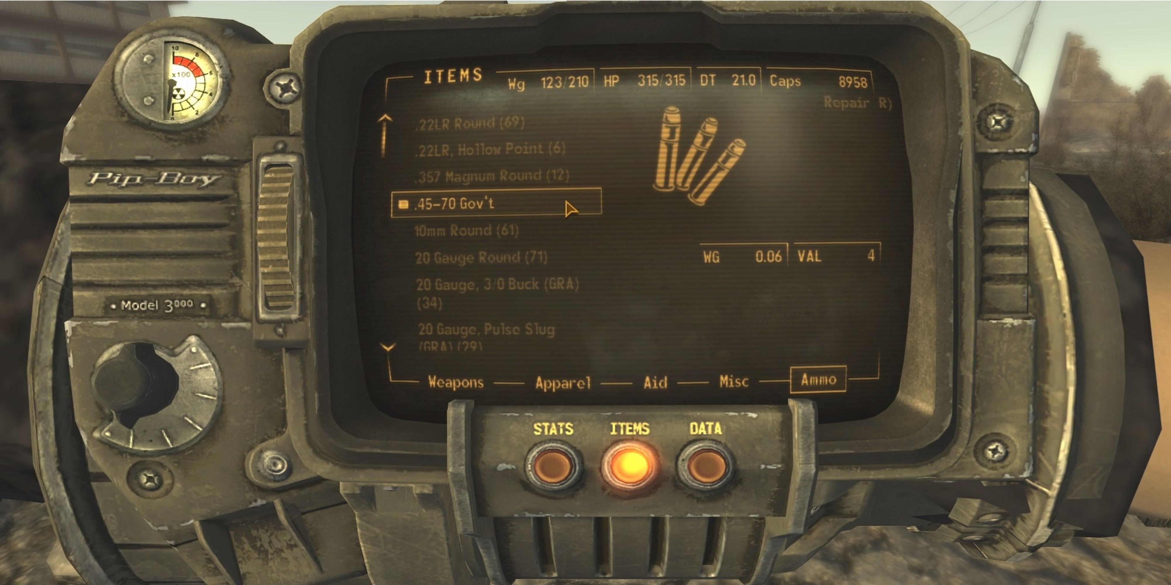 Looking at the Ammo section in the Pip-Boy for .45-70 Gov't Ammo in Fallout 76
