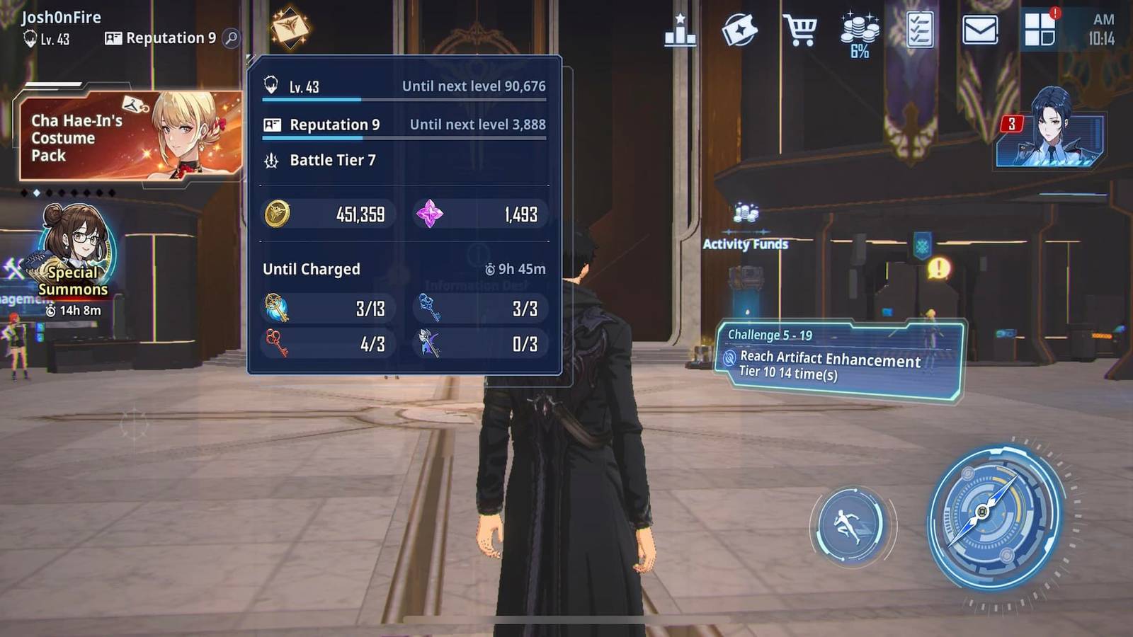 The Player's Reputation Level Being Displayed 
