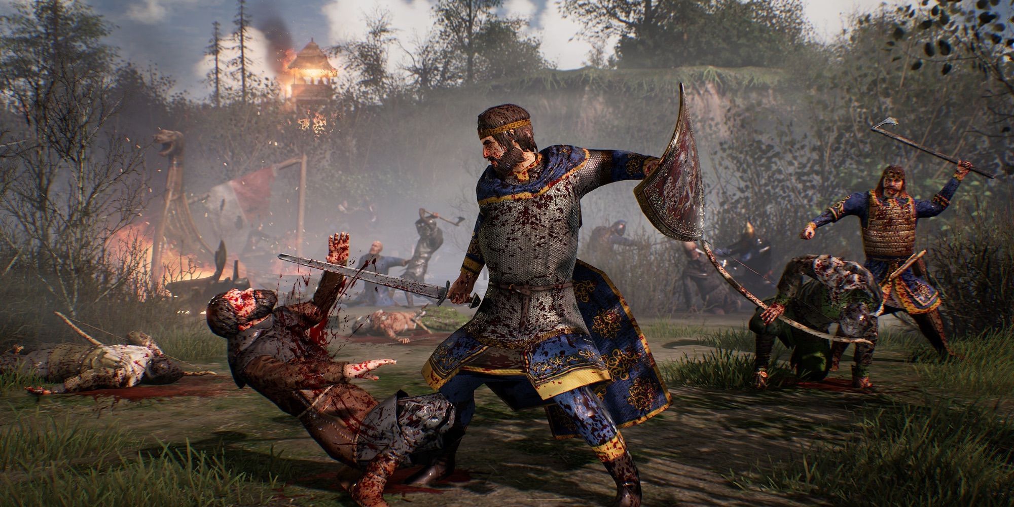 A man hitting someone with his shield in Ancestors Legacy