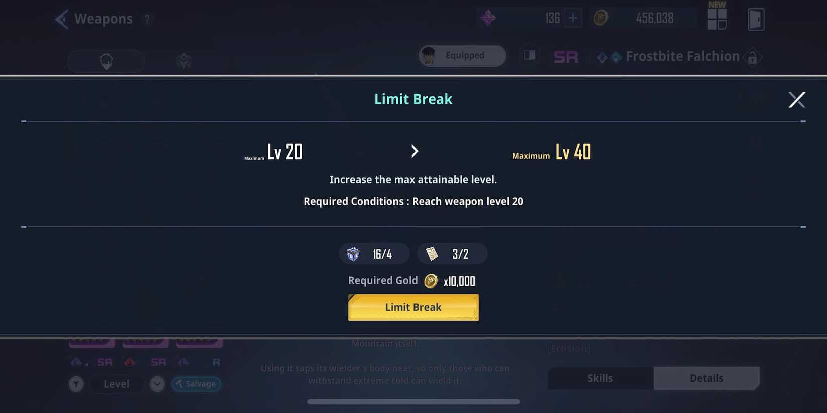 The Player Limit Breaking A Weapon To Level 40