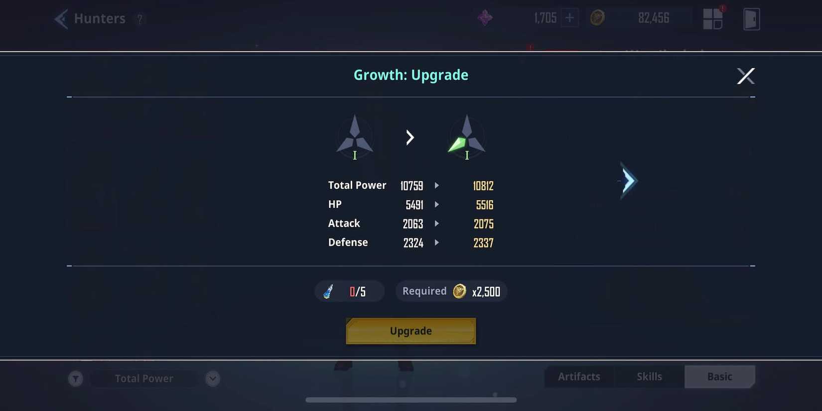 The Player Trying To Upgrade A Hunter 