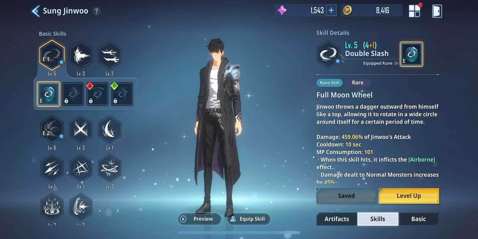 The Double Slash Skill In The Menu 