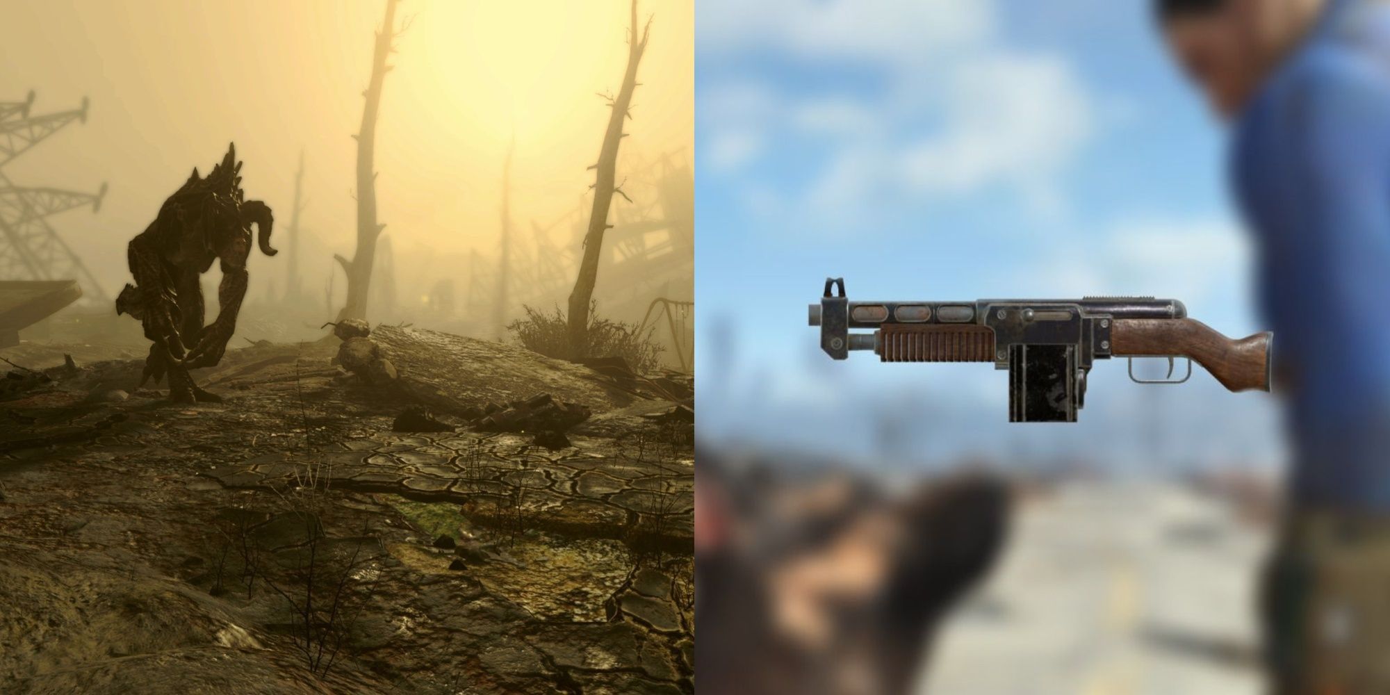 A Deathclaw and a Shotgun in Fallout 4