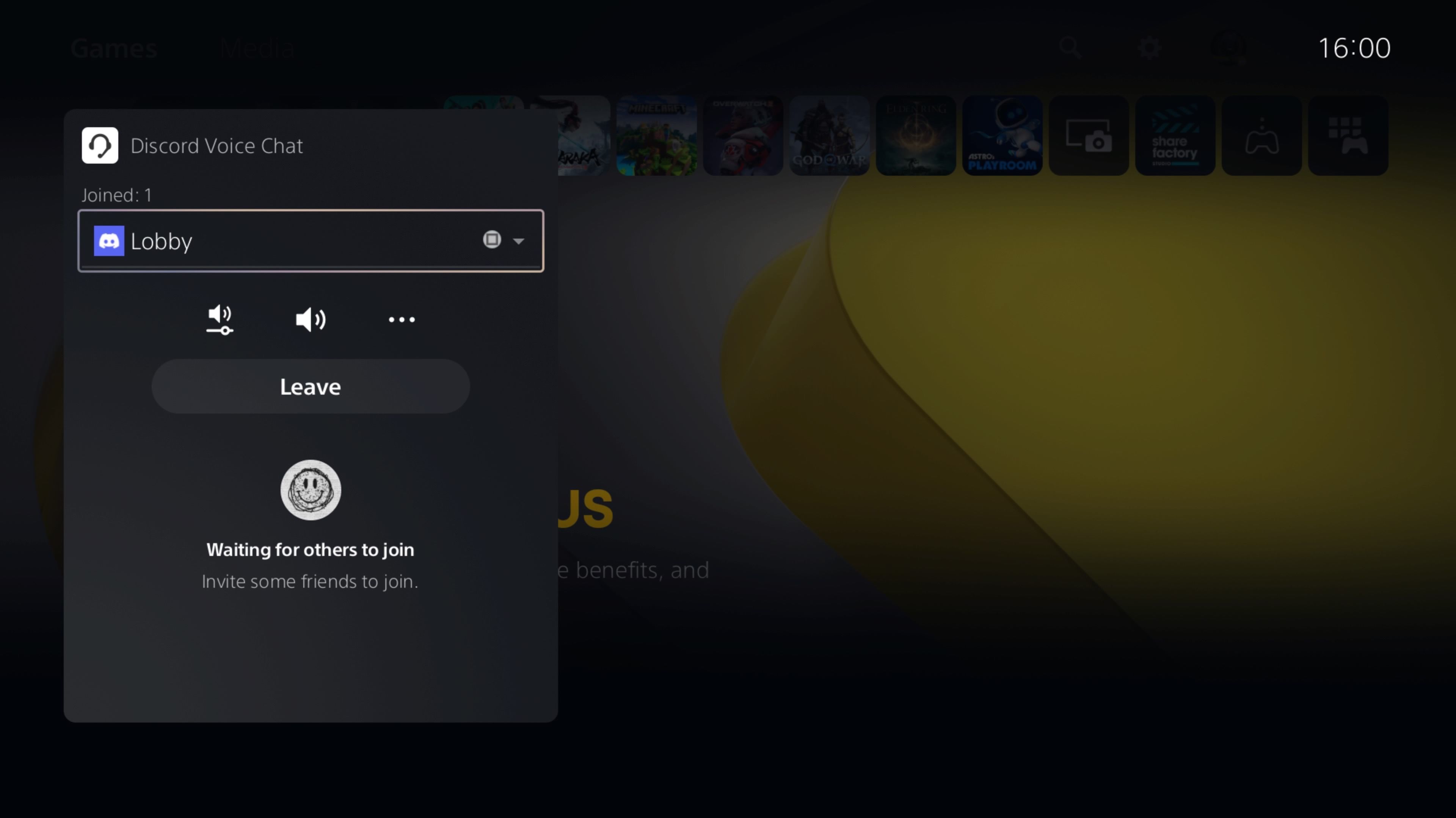 A Discord call on PS5