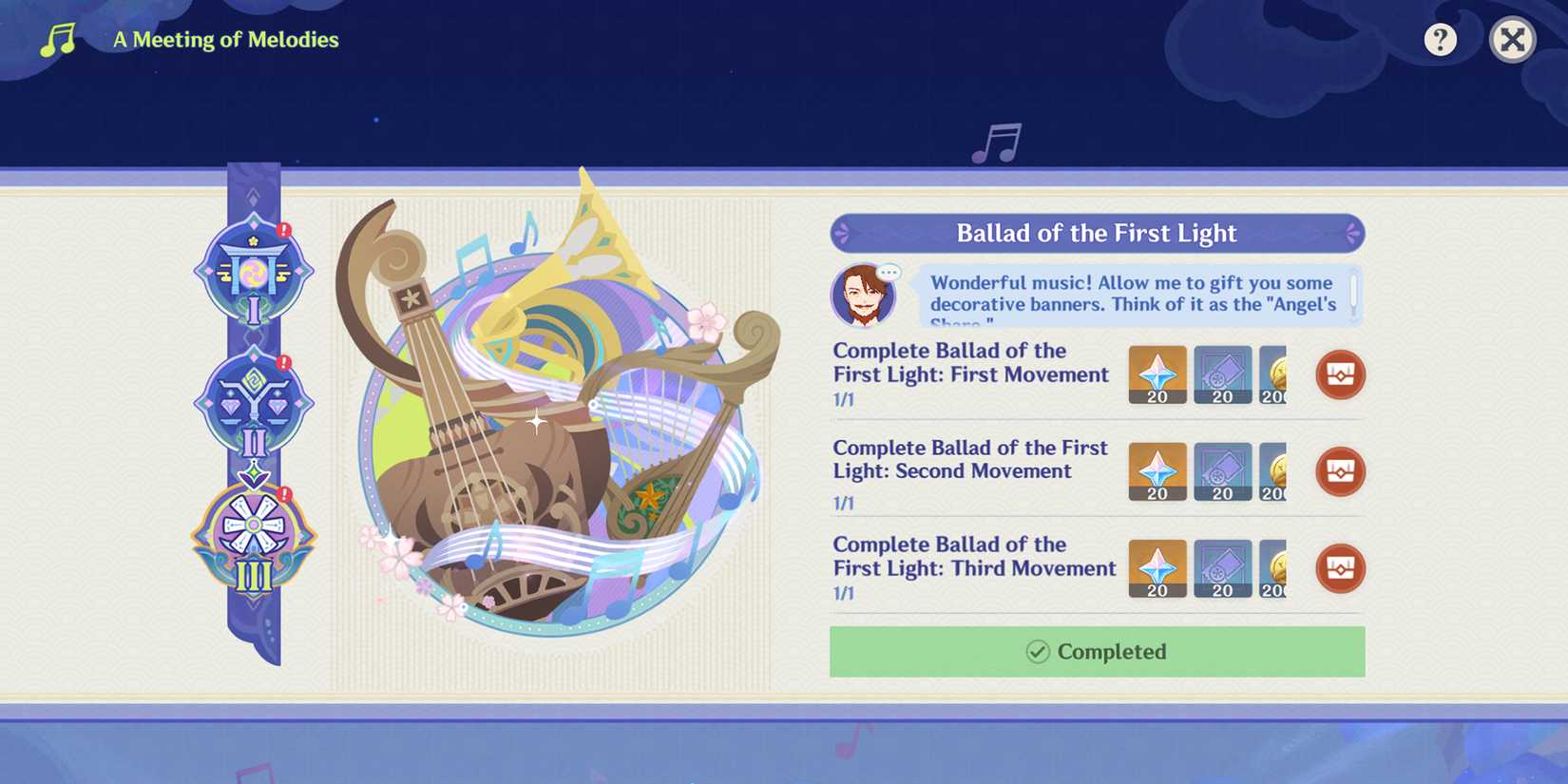 a meeting of melodies event guide genshin impact 4.6 stage 3 ballad of the first light