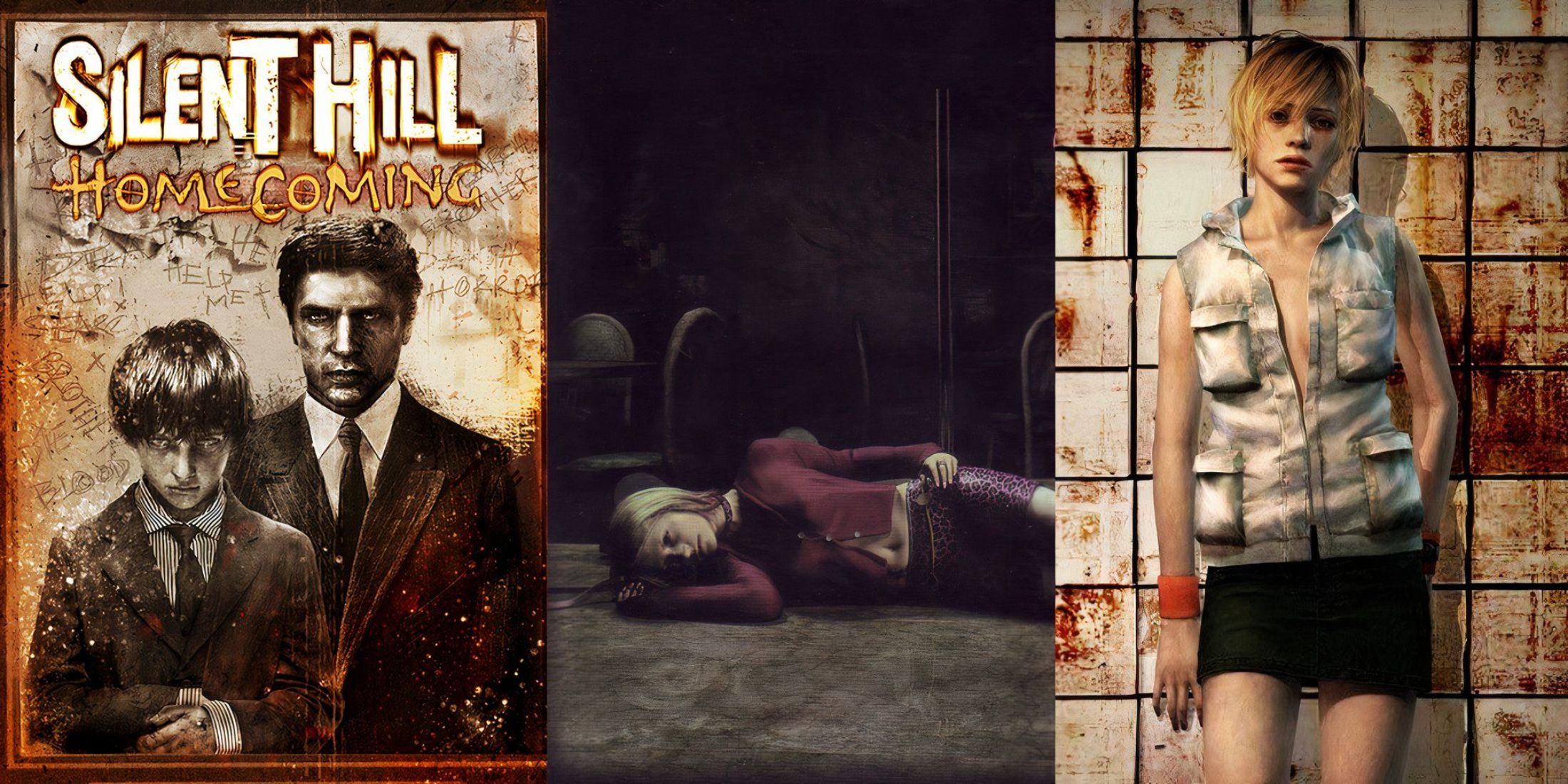 A split image of different Silent Hill games