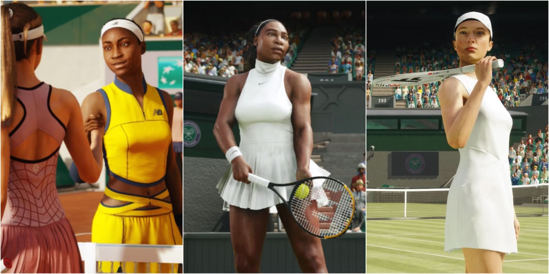 A split image of the best female players in TopSpin 2K25
