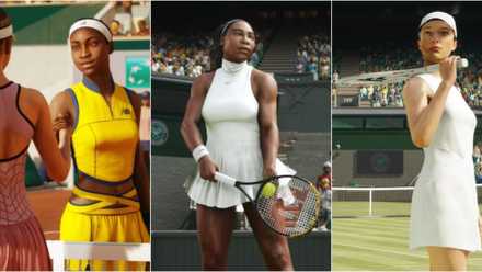 Split image of top female players in TopSpin 2K25