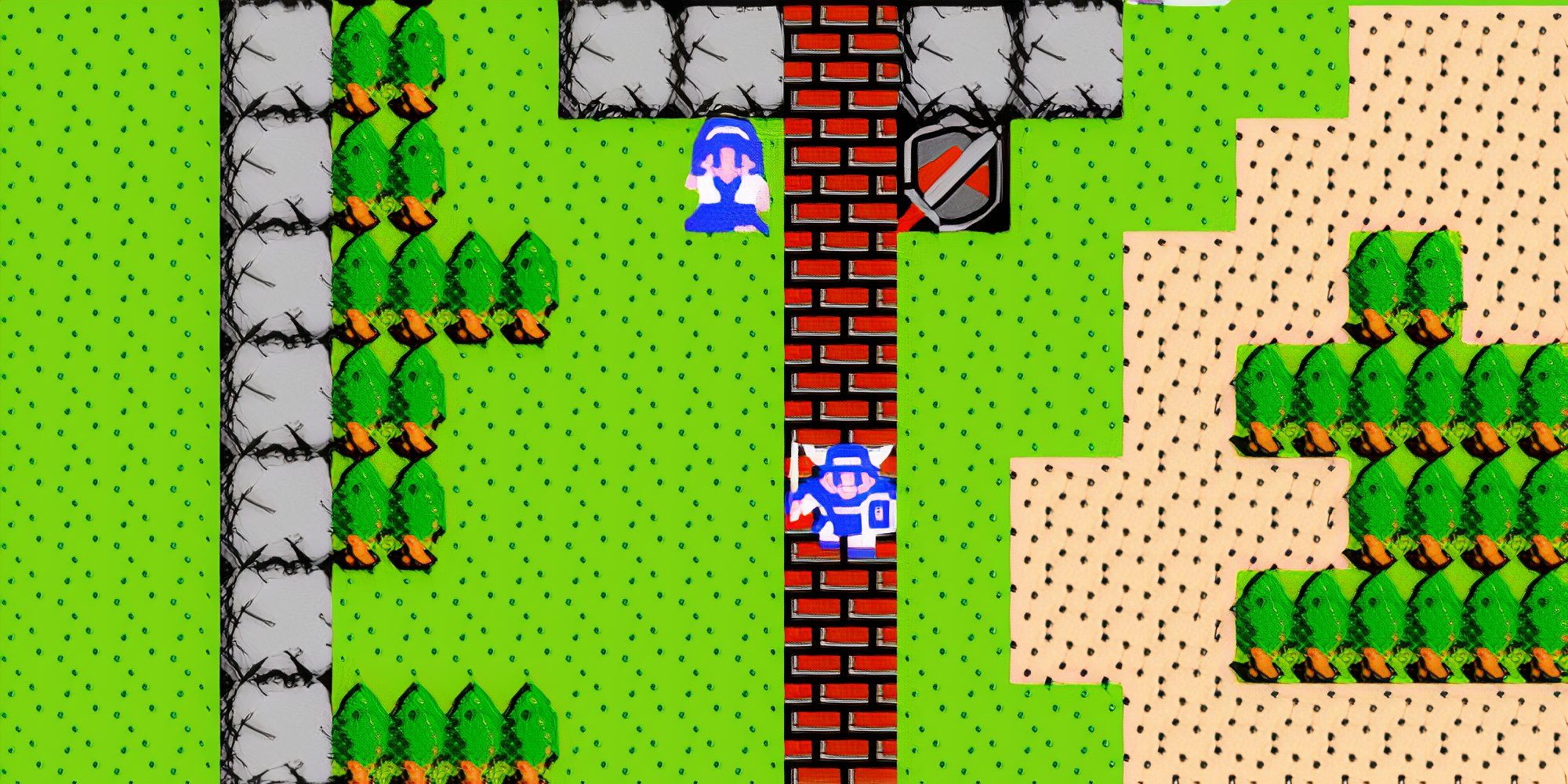 A warrior walking in a town in Dragon Quest