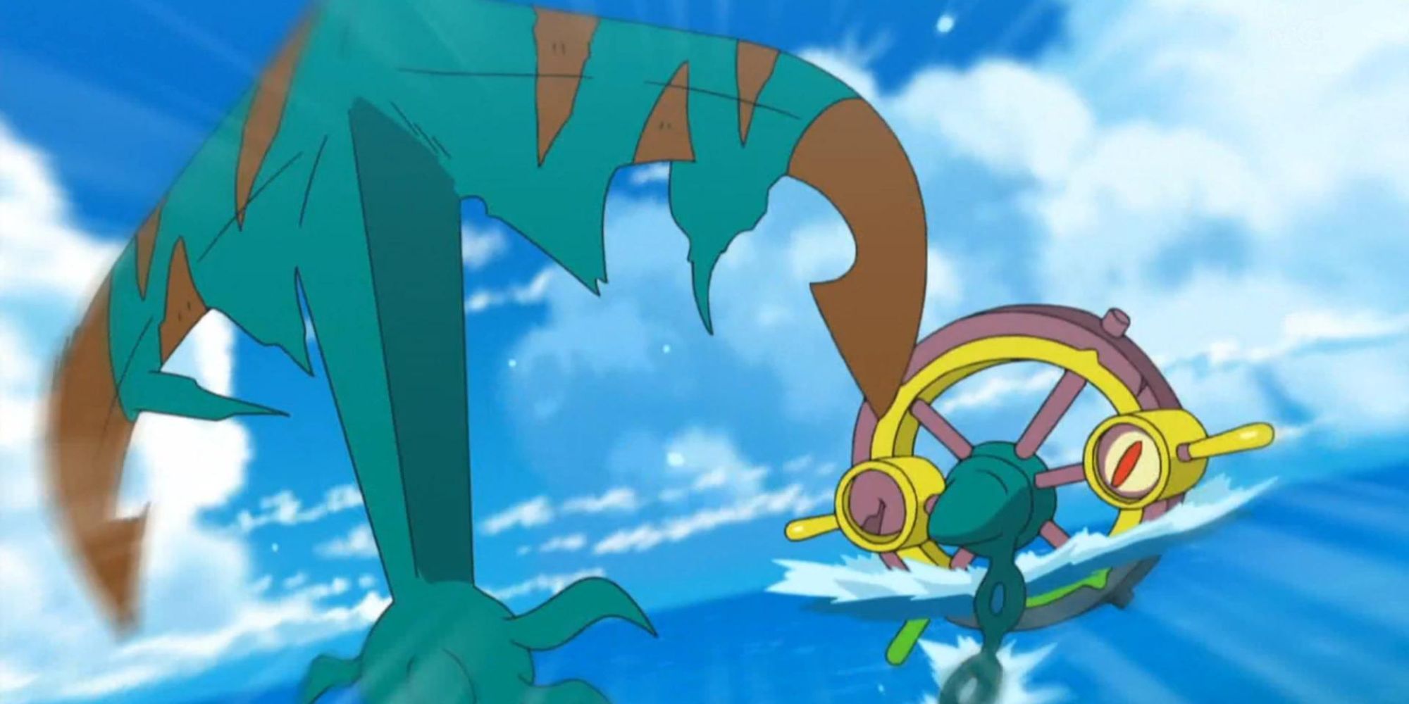 A wild Dhelmise shows off its anchor.
