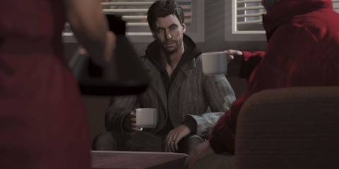 Alan Wake alan drinking coffee in diner
