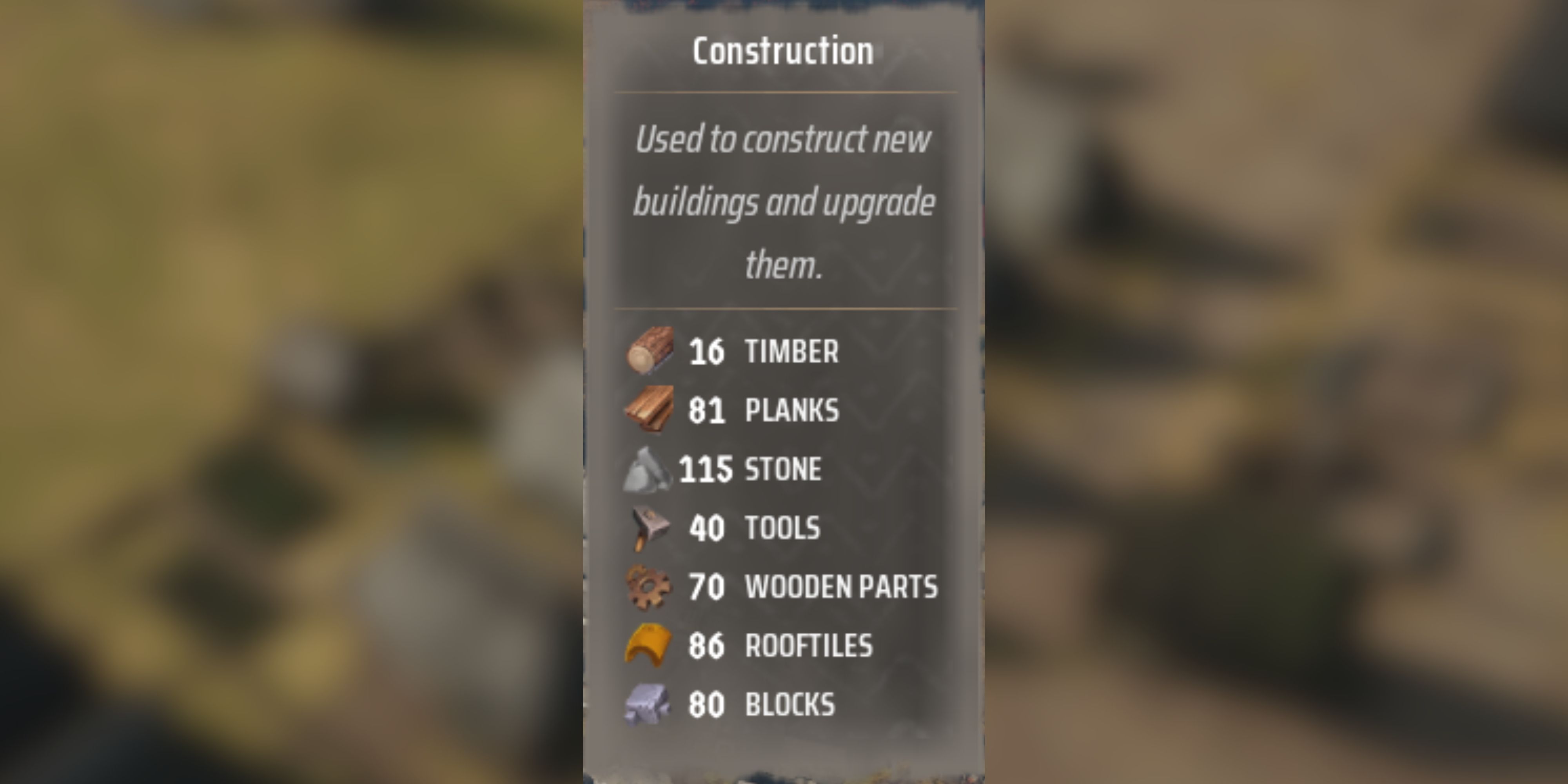 all construction material types in manor lords