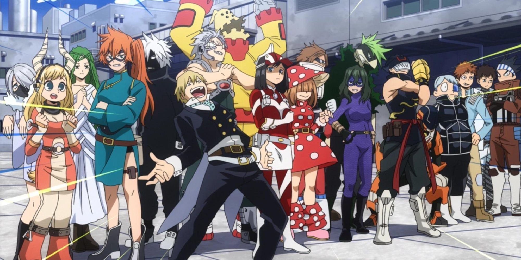 All of the students from Class 1-B get ready to fight against Class 1-A.