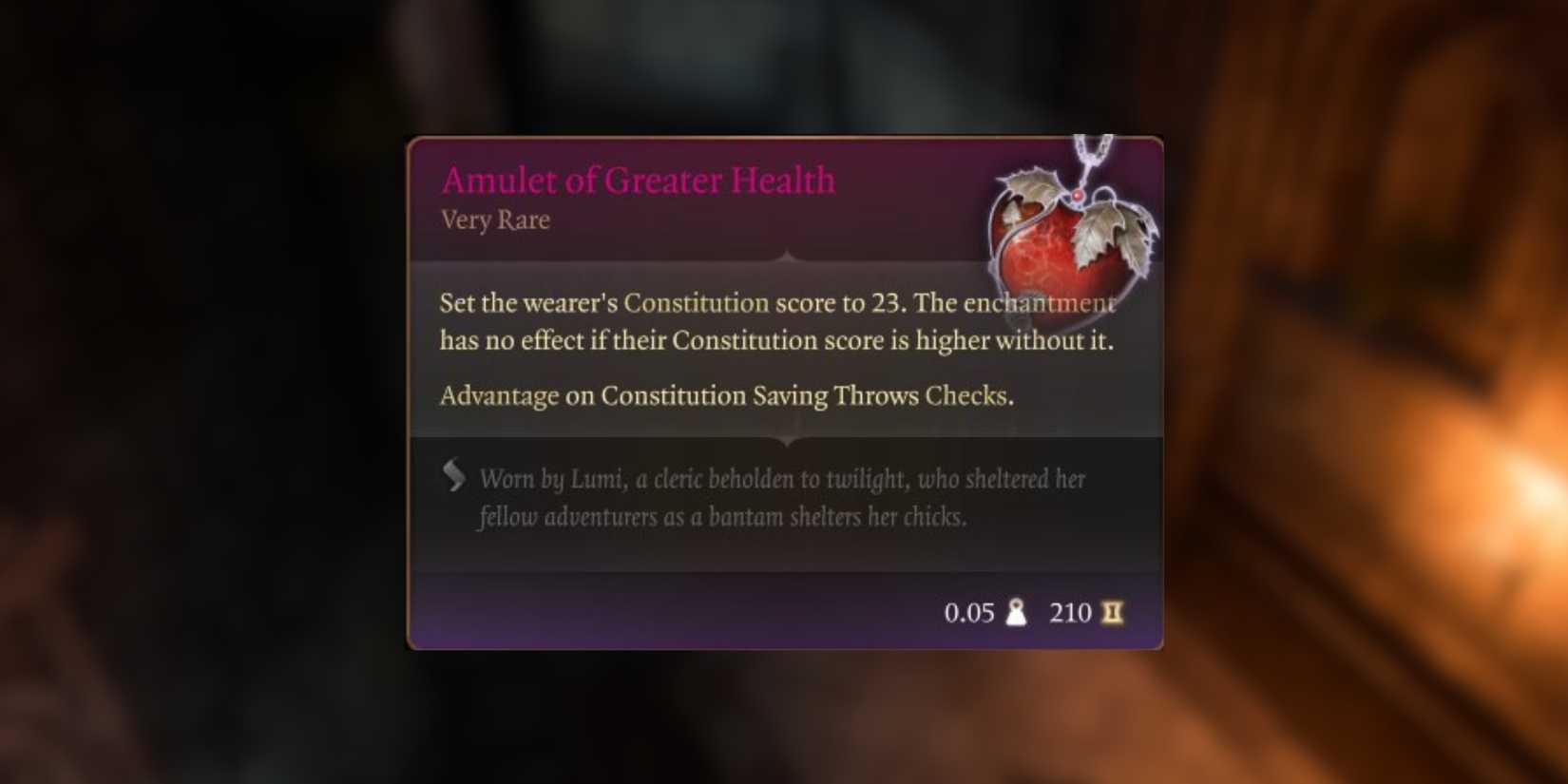 amulet of greater health in baldur's gate 3