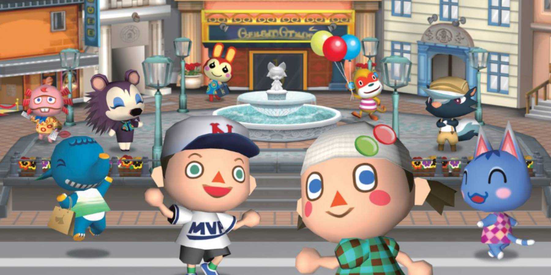 Art of characters in the city from Animal Crossing: City Folk