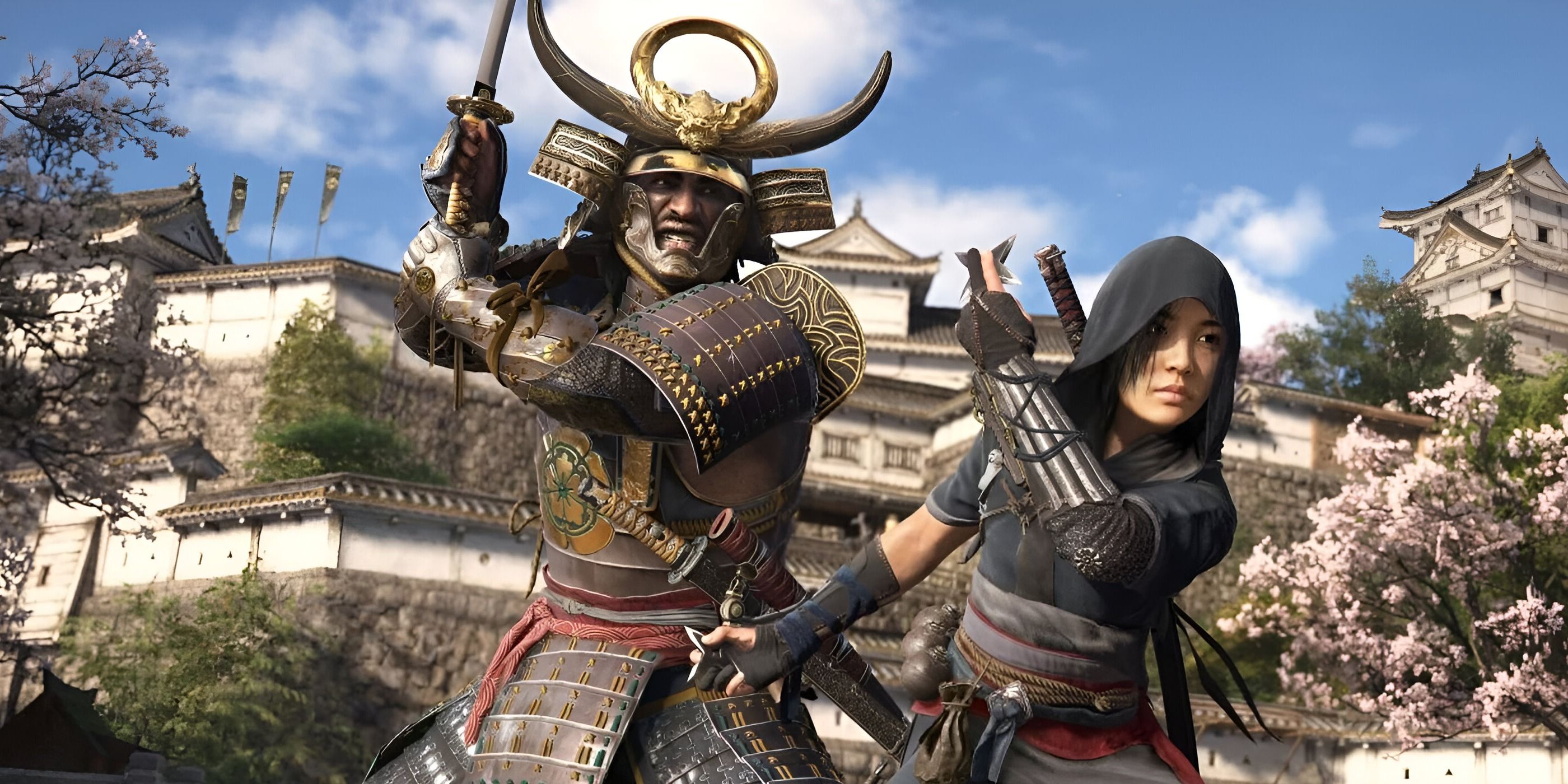 assassin creed shadows yasuke and naeo in combat position