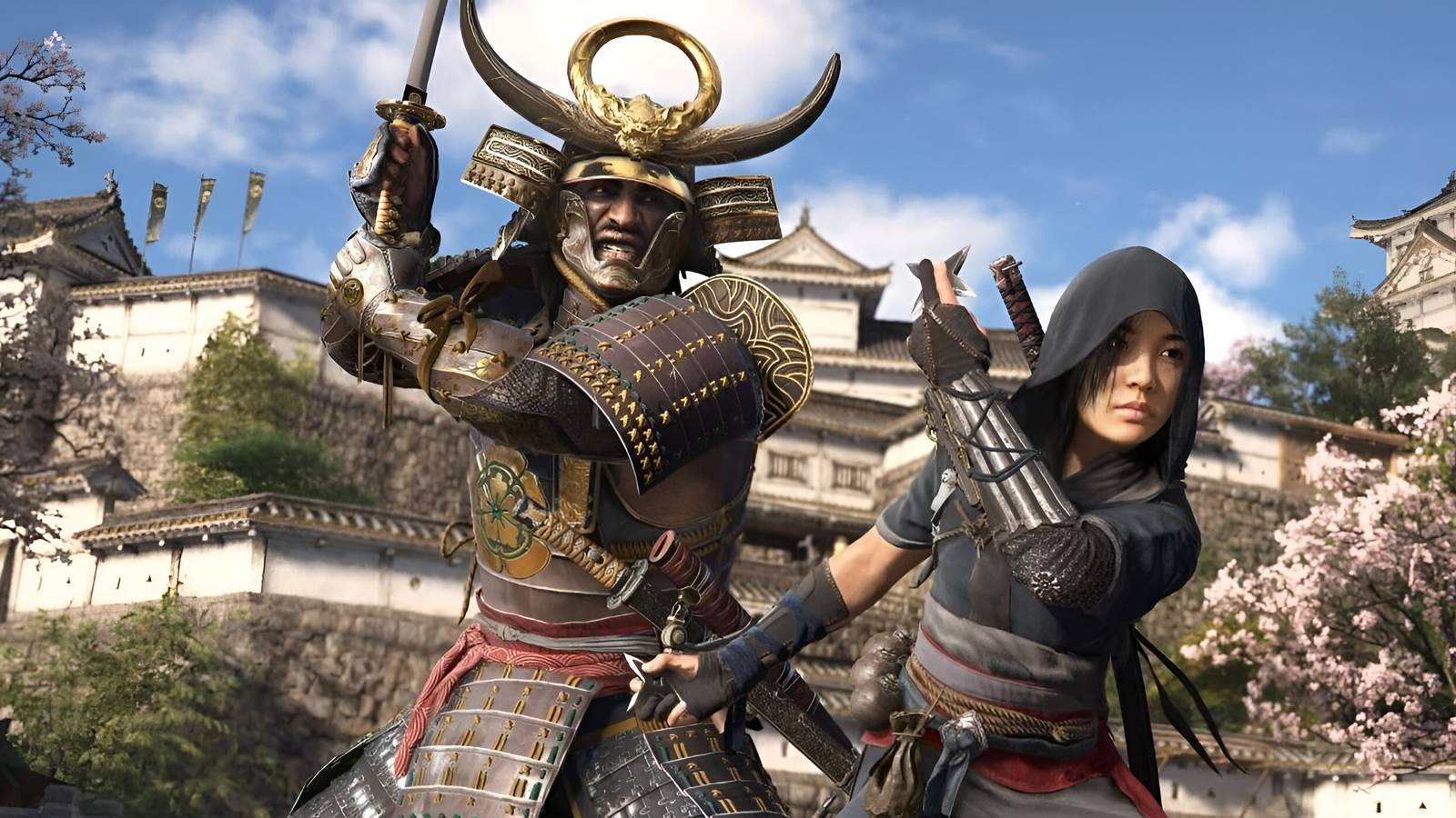 assassin creed shadows yasuke and naeo in combat position