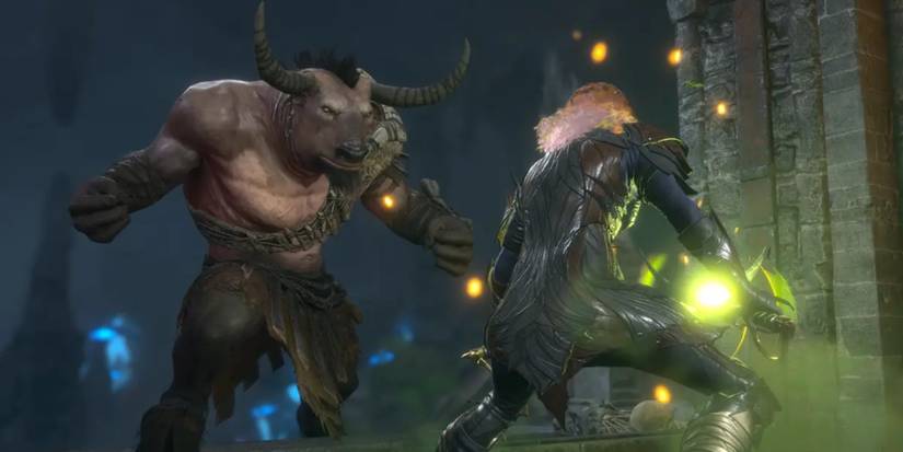 Baldur's Gate 3 player facing a minotaur