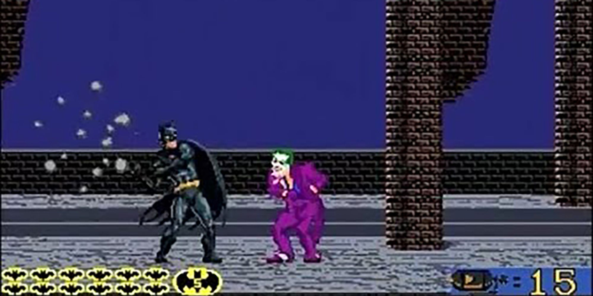 Batman fighting the Joker in Batman (Arcade game)
