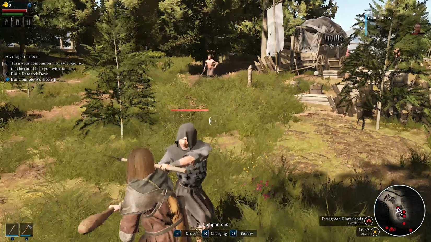 Image of a character in battle in Bellwright