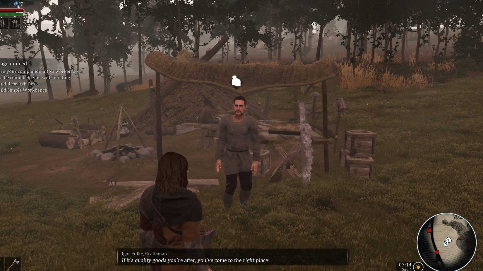 Image of a craftsman at a craftsman hut in Bellwright