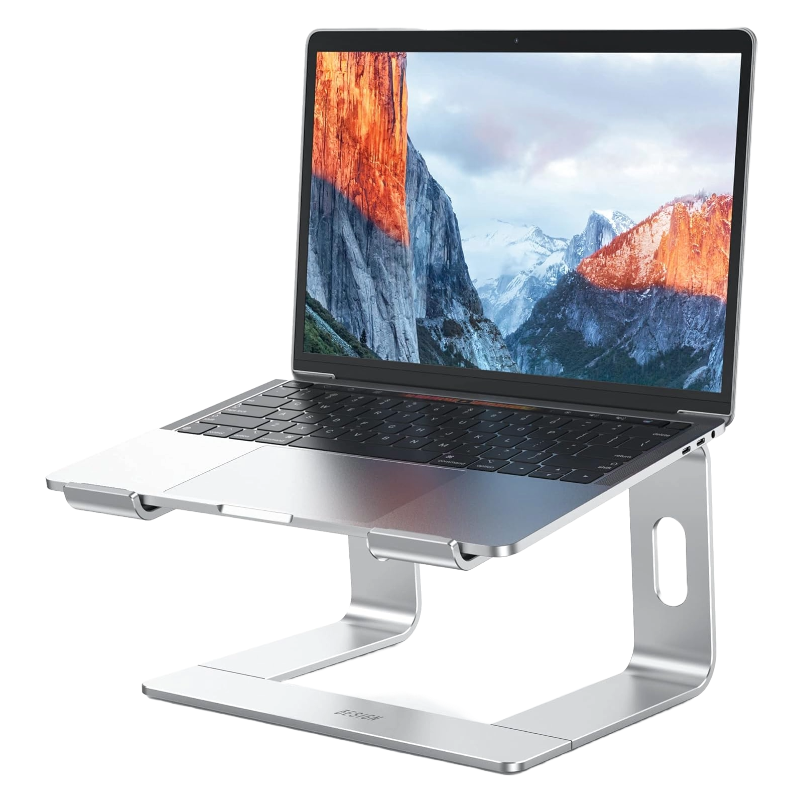 The Besign LS03 Aluminum Laptop Stand holding a MacBook.