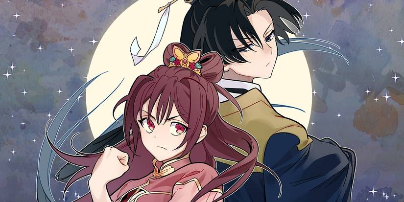 Two characters posing in front of the moon in The Crown Princess Scandal