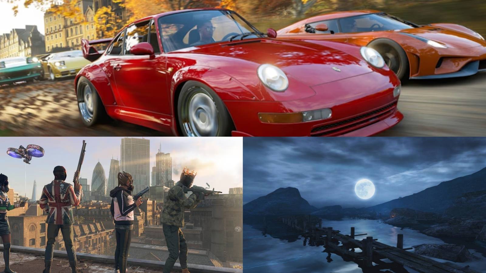 Various video games in a collage