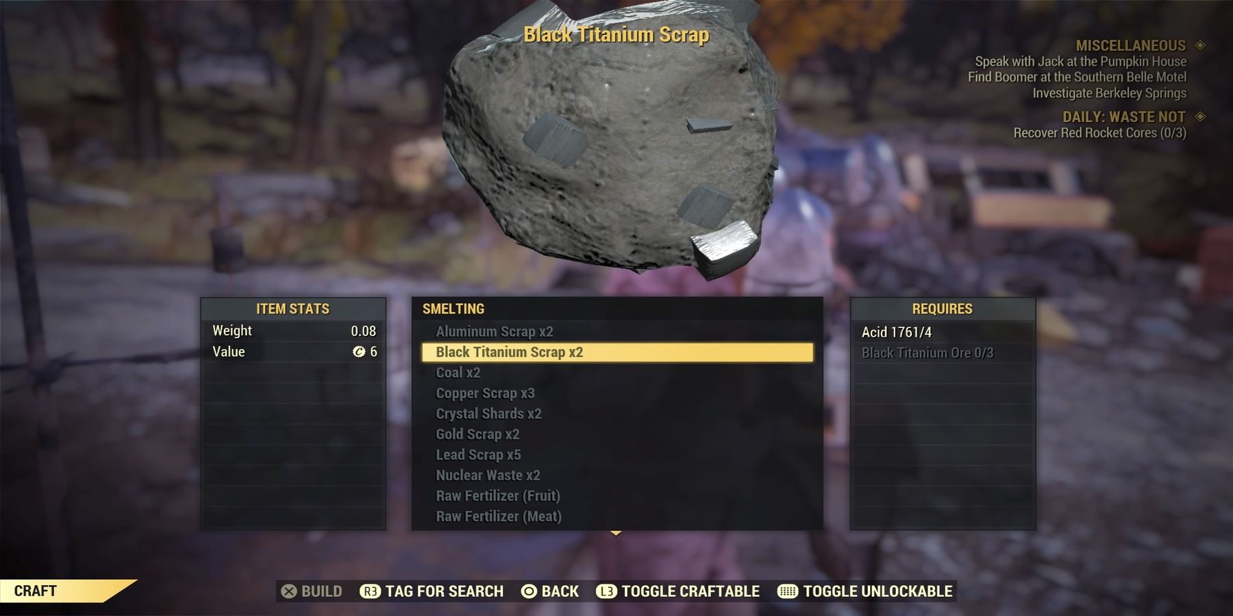 Black Titanium Crafting in Fallout 76