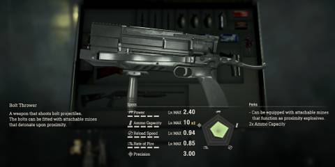 Resident Evil 4 Remake Bolt Thrower Max Upgraded Stats