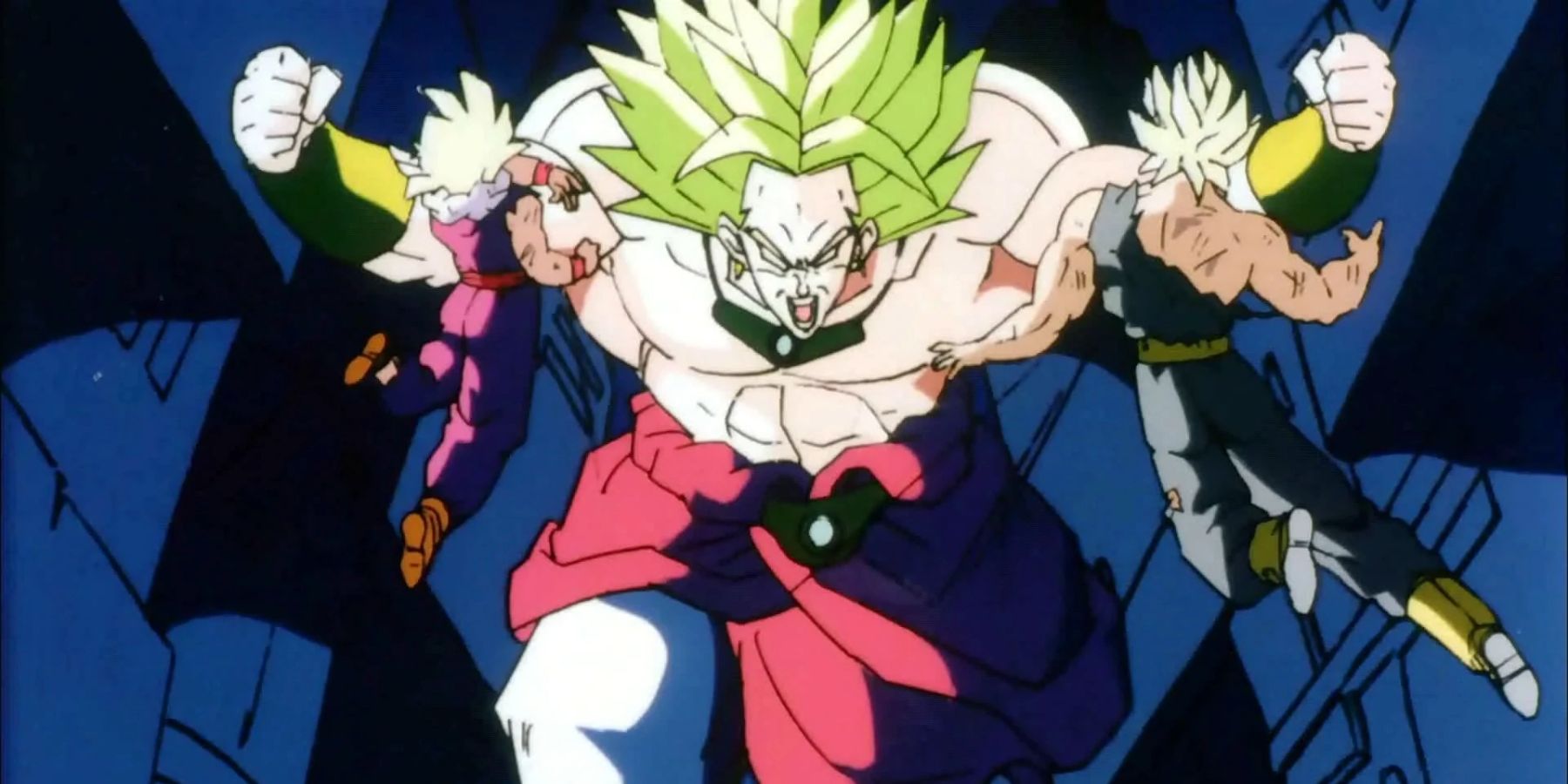 Broly fighting Trunks and Gohan Dragon Ball