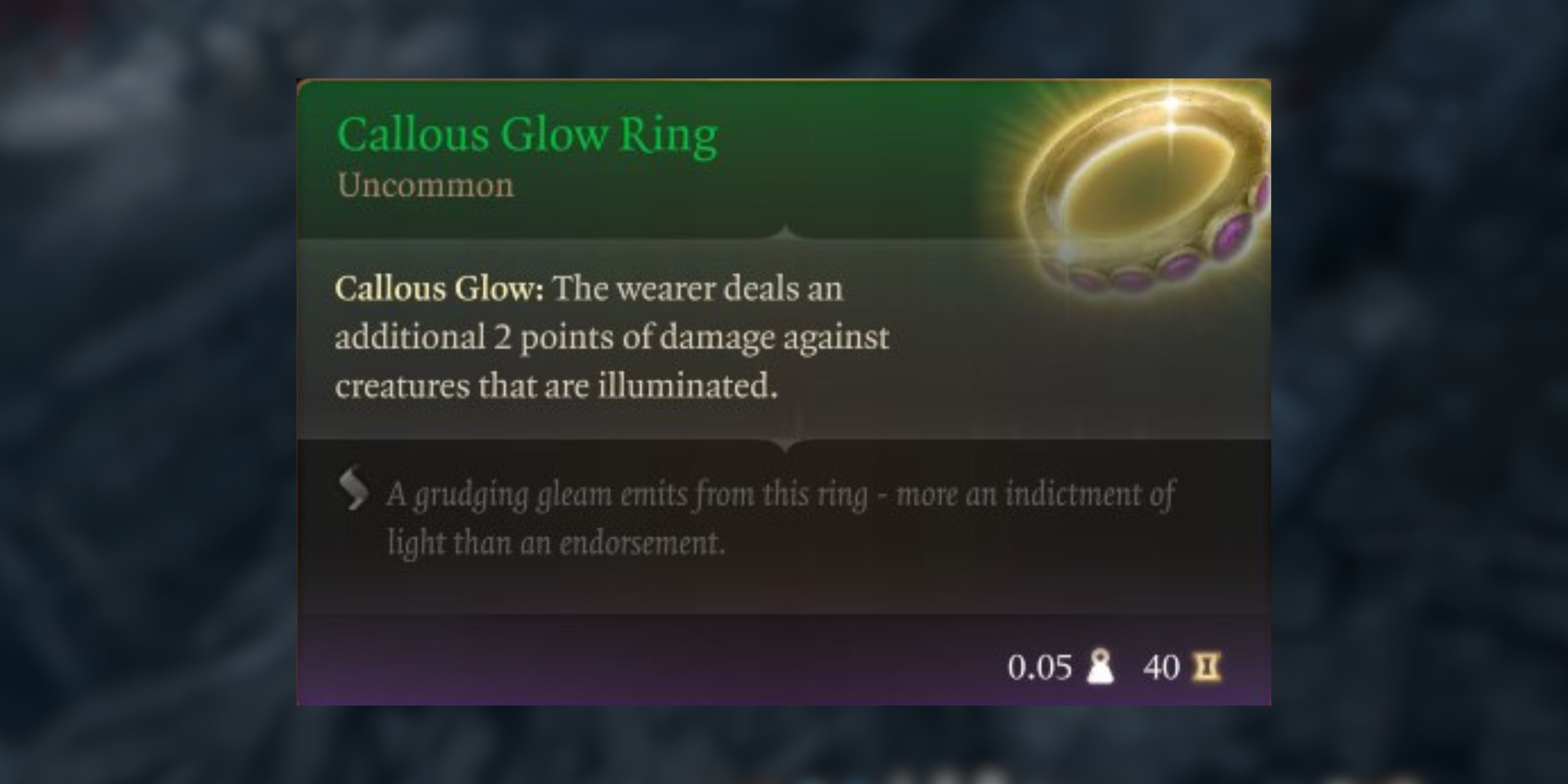 callous glow ring in baldur's gate 3