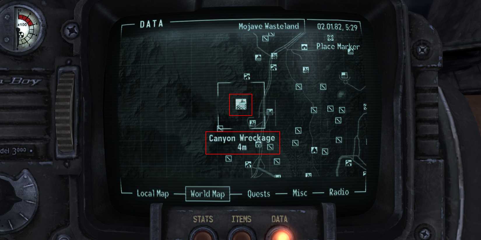 Canyon Wreckage Location