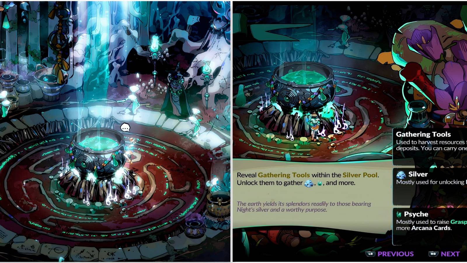 Casting an incantation and Night’s Craftwork incantation in Hades 2