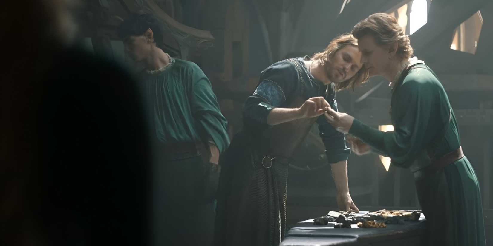 Celebrimbor and Halbrand crafting rings of power