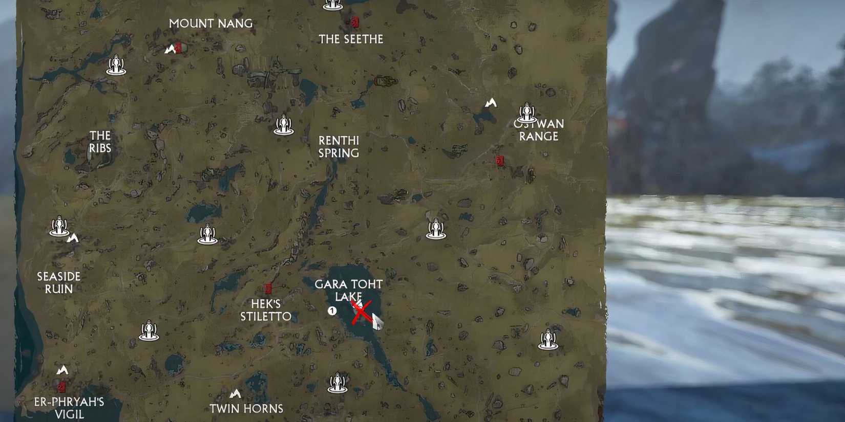 The Warframe character is showing the location where they found the eels needed for Charc Electroplax.