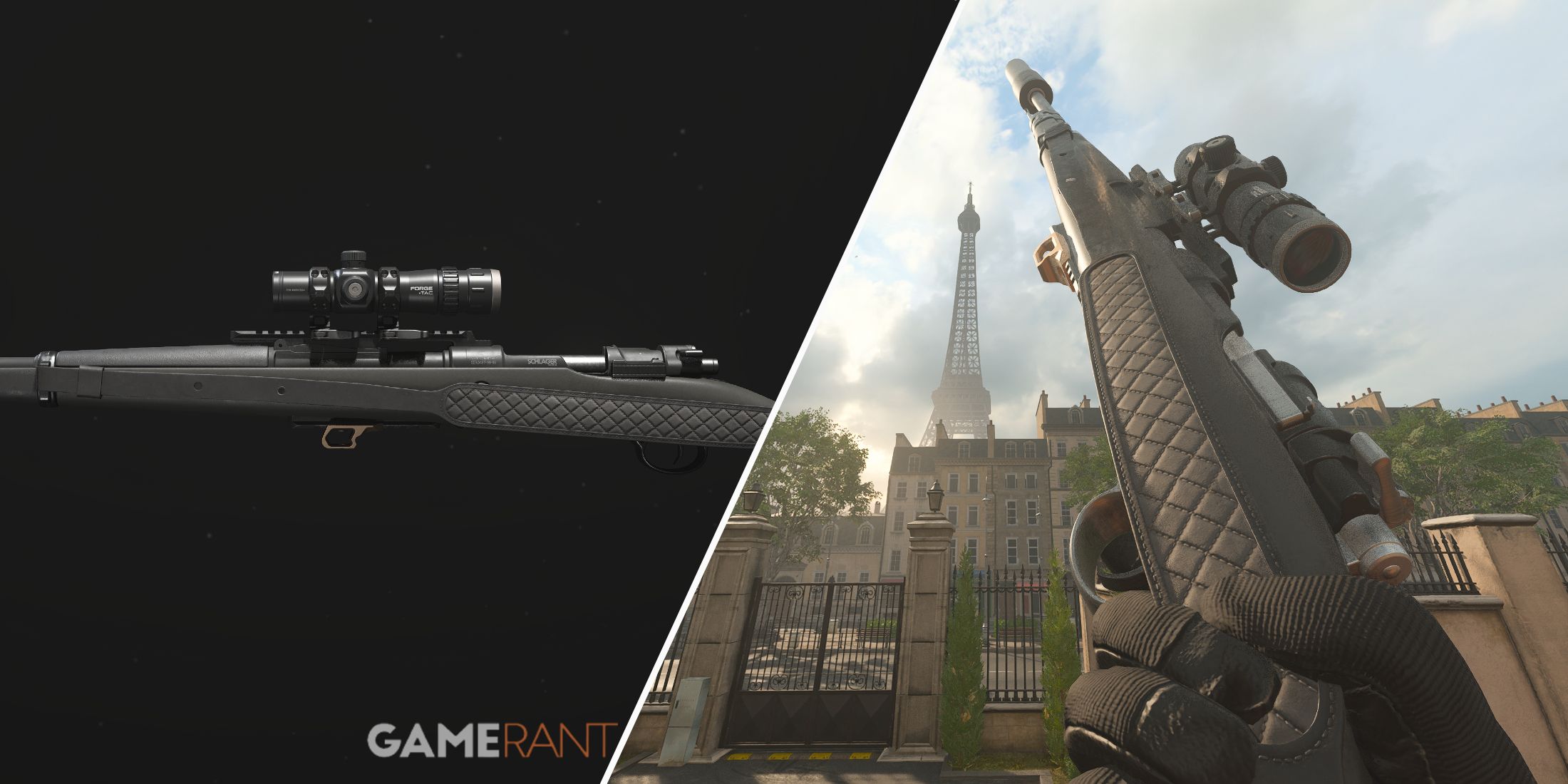 A split image of the Kar98k in Call of Duty Modern Warfare 3 & Warzone