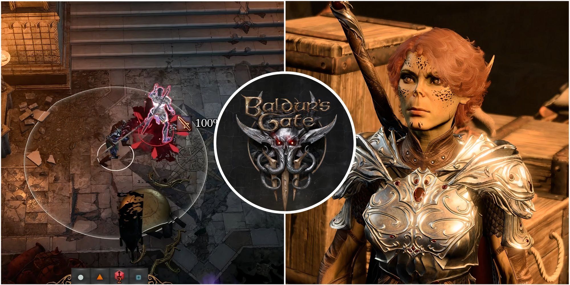 Featured image for Baldur's Gate 3 showcasing the Gith Vendor and Lae'zel using the Unseen Menace