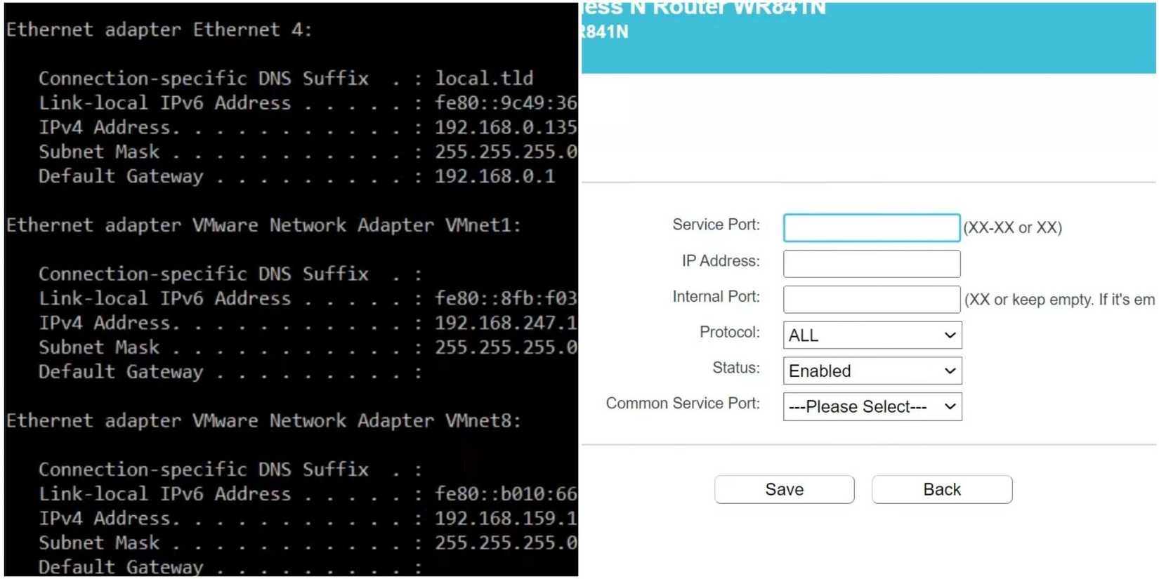 Image showcasing IP address and Router Settings