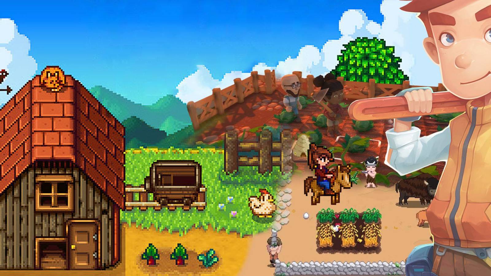 An image of a farm in Stardew Valley