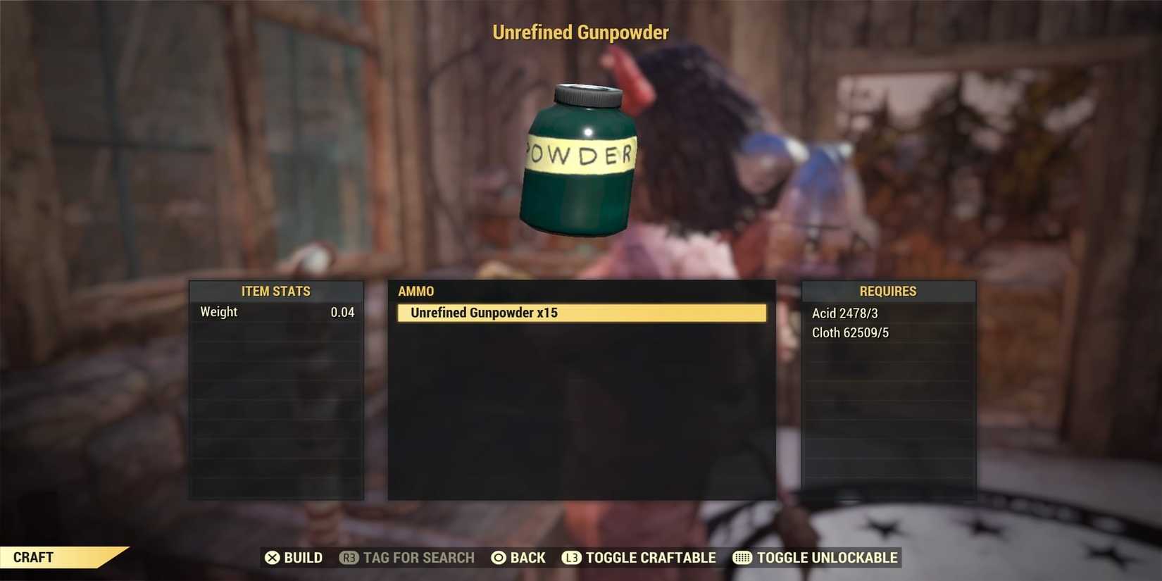 Crafting Gunpowder in Fallout 76