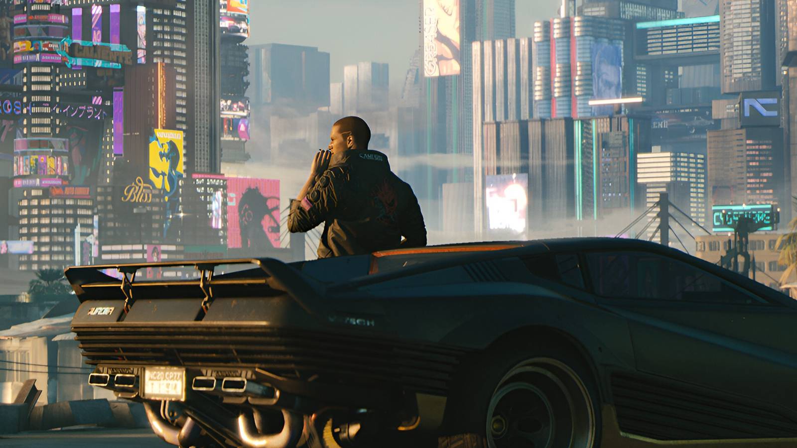 cyberpunk 2077's V looking over Night City