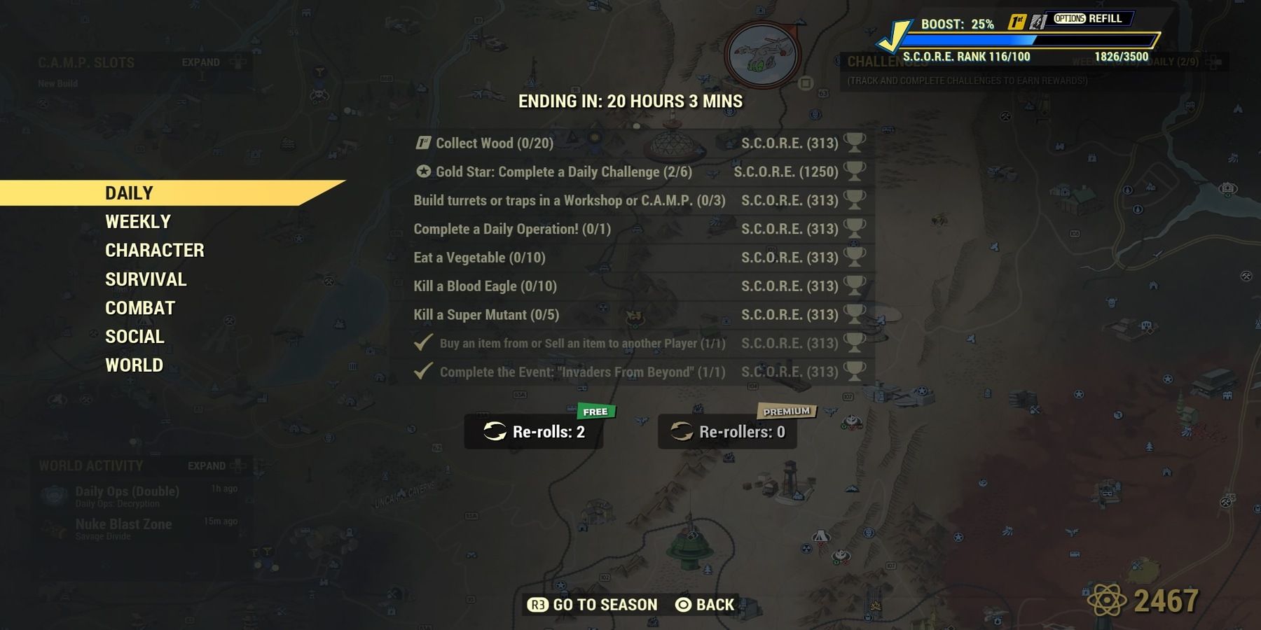 Daily Challenges in Fallout 76