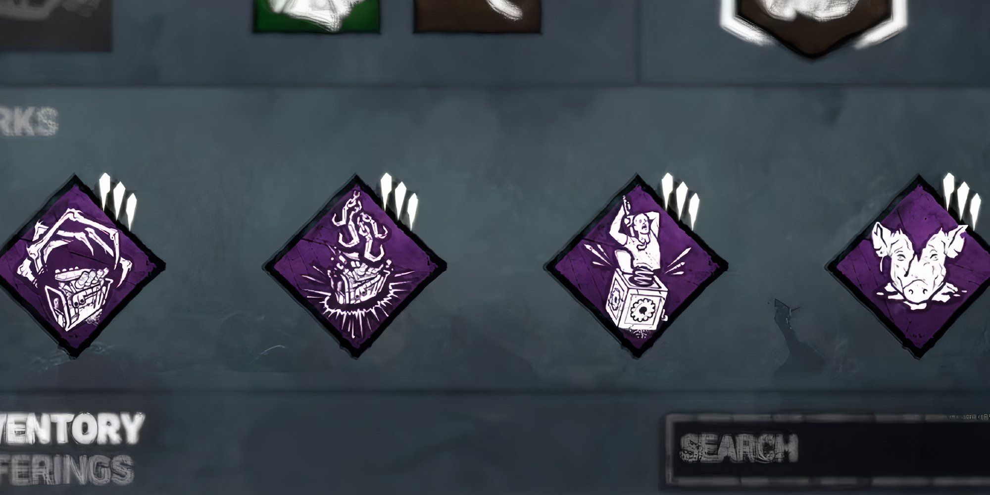 Dead by Daylight inventory screenshot 4 Killer perks lined up