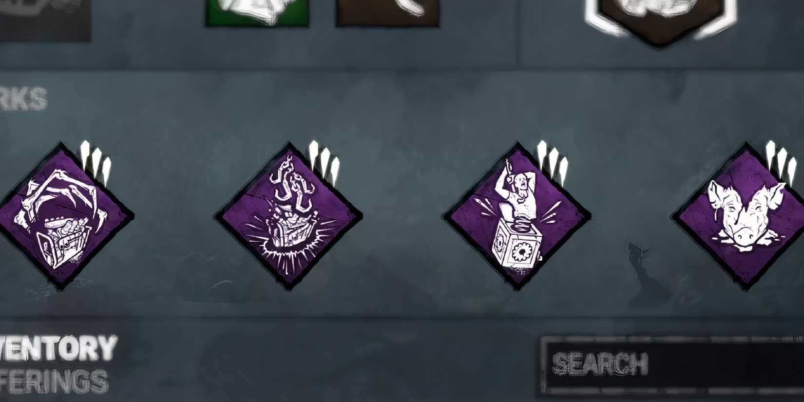 Dead by Daylight inventory screenshot 4 Killer perks lined up