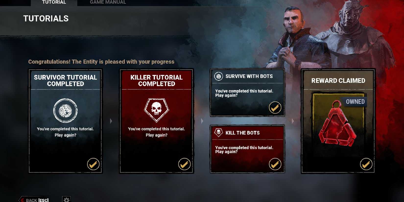 Dead by Daylight Tutorial screen