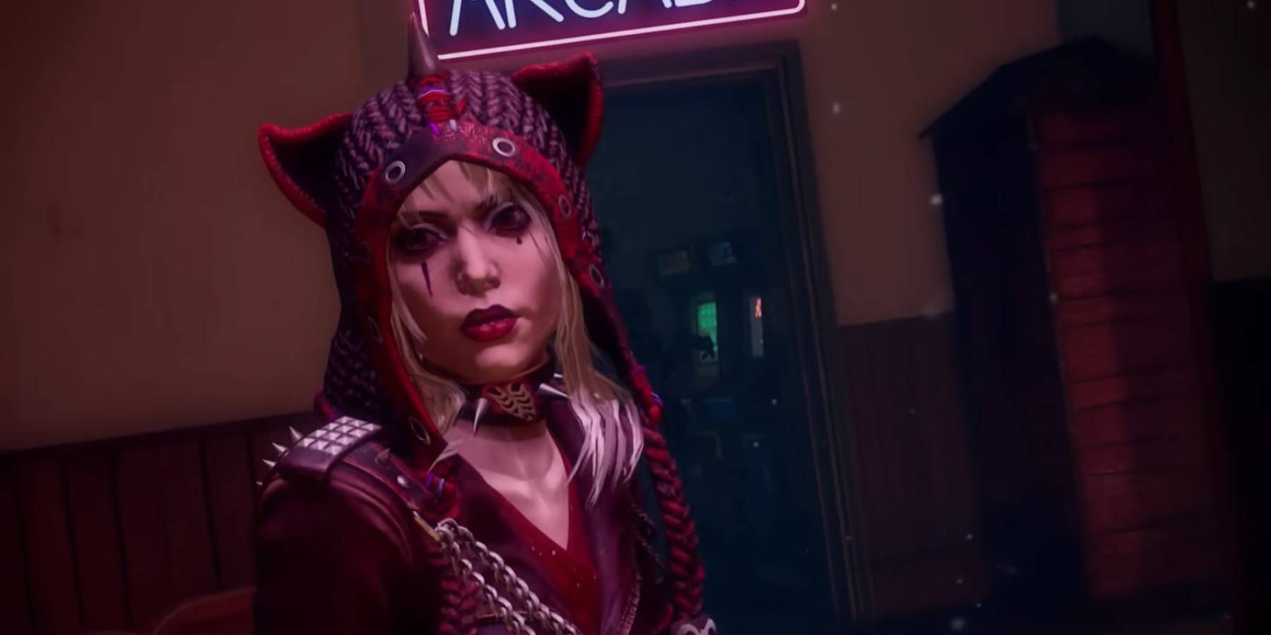 Sable looking into the camera in Greenville Square in Dead by Daylight