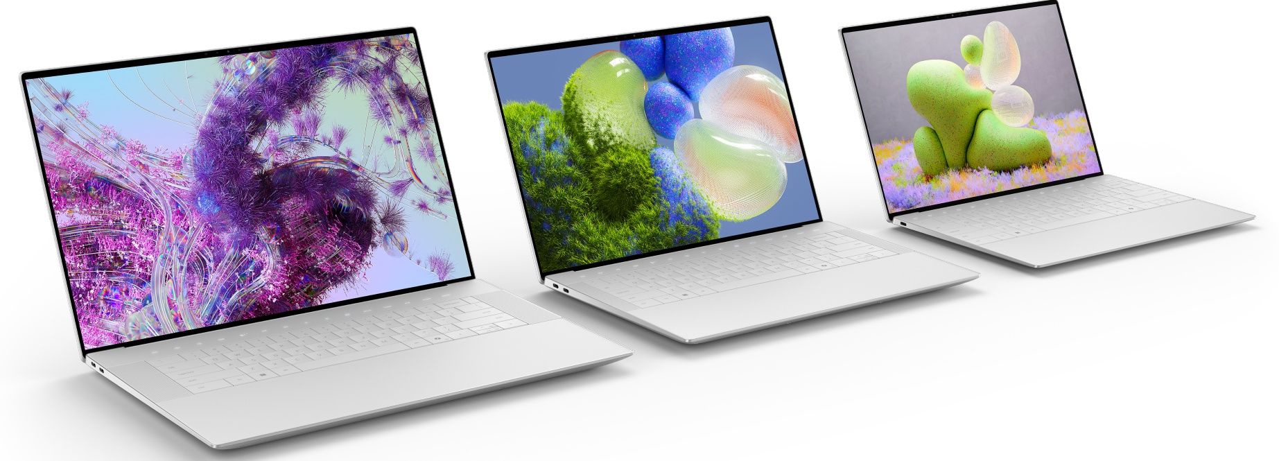 Dell XPS laptops lined together