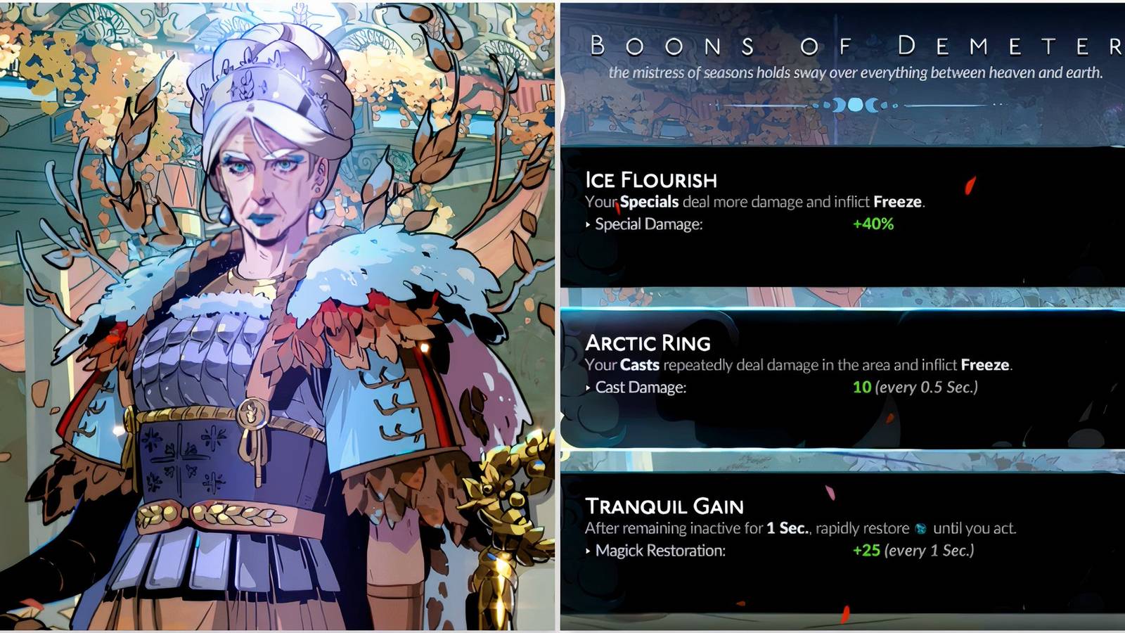 Demeter and Arctic Ring boon in Hades 2